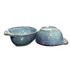 Lemon Tree Modern Green Ceramic Serving Bowls (400ml, Set of 2) | Elegant Stoneware for Snacks, Soup & Salads