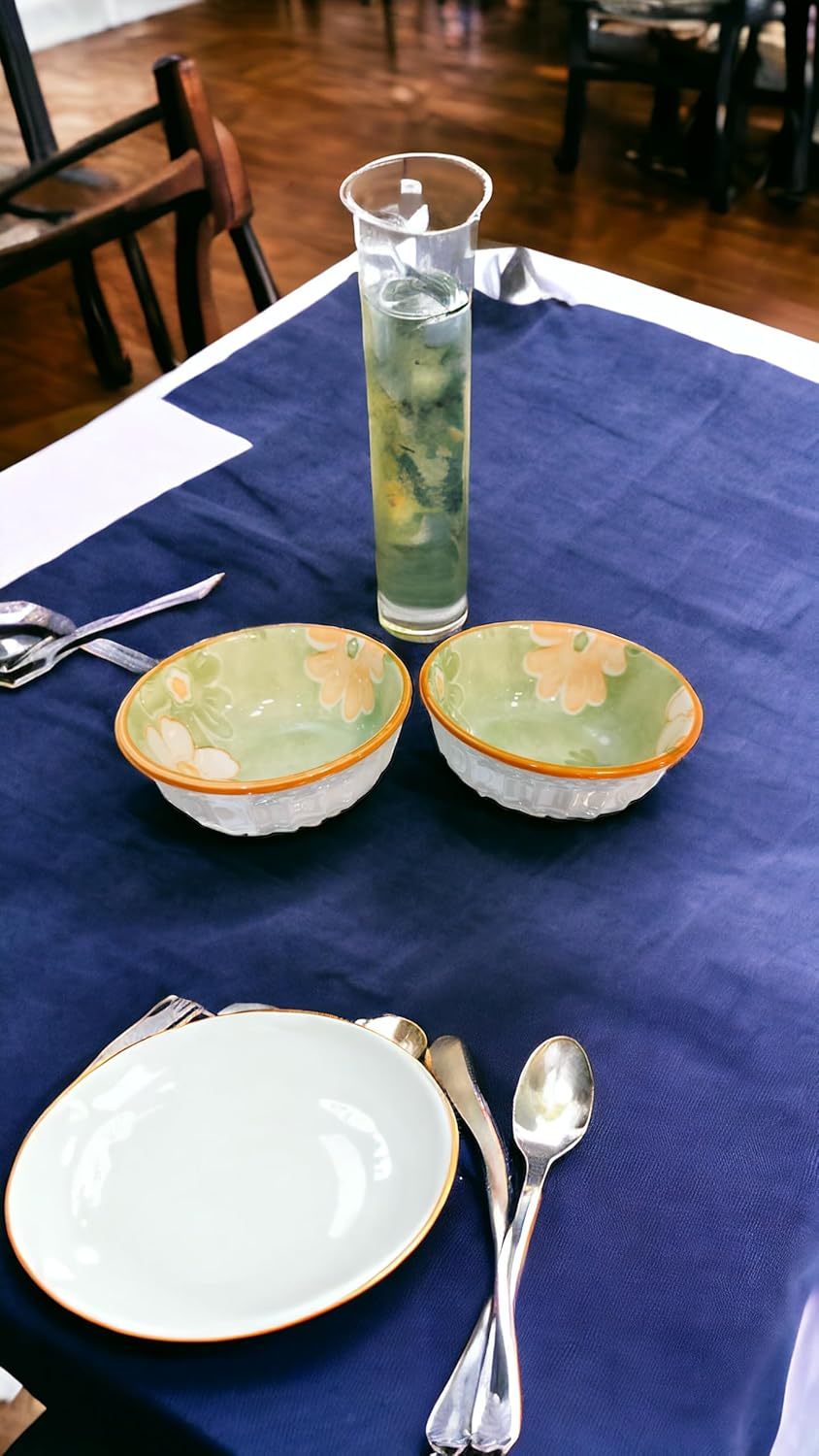 Lemon Tree 2-Piece Green Floral Ceramic Dip & Nut Bowl Set – 4-Inch, Microwave & Dishwasher Safe