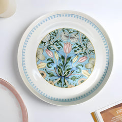 Turquoise Floral Fine Porcelain Dinner Plate - 10.5 Inch