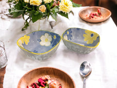 Lemon Tree Blue Ceramic Serving Bowls – Set of 2 | Durable & Lead-Free