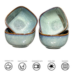 Lemon Tree Green Ceramic Bowl Set (4 Pcs, 350ml) | Durable & Elegant Stoneware for Dining & Serving