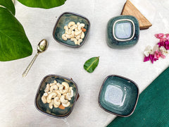 Lemon Tree Green Ceramic Bowl Set (4 Pcs, 350ml) | Durable & Elegant Stoneware for Dining & Serving