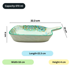 Lemon Tree Blue Ceramic Matte Finish Square Platter with Handle – Stylish & Functional Serveware