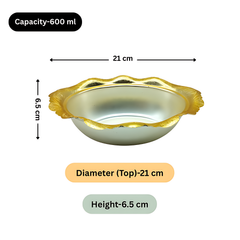 LEMON TREE 2pc German Silver Plated Metal 8" (600ml) Oval Bowl Set - Gold & Silver Matt Finish | Perfect for Gifts