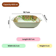 Lemon Tree Green Ceramic Matte Finish Square Deep Dish Platter with Double Handles – Stylish & Versatile Serveware