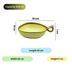 Luxury Cream Triangular Ceramic Serving Bowl – Gold Rim & Hook Handle, 19cm Deep Dish
