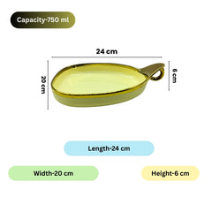 Elegant Cream Ceramic Deep Triangular Platter – Gold Rim & Hook Handle, 24cm