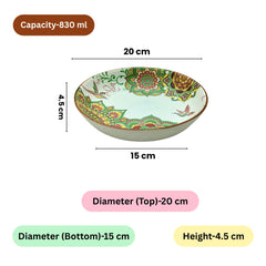 Lemon Tree Green Ceramic Matte Finish Deep Dish Platter – Elegant Serveware for Pasta, Salad & More