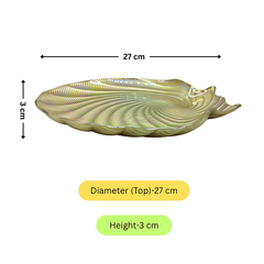 Lemon Tree 26cm Golden Pearl Finish Glass Platter | Glossy Flat Serving Plate for Dining & Gifting