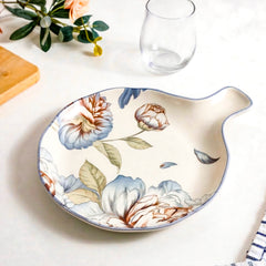 LEMON TREE Premium Ceramic Round Deep Dish Bowl with Single Handle - Vibrant Floral Prints