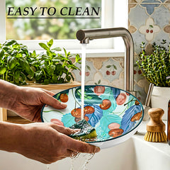 LEMON TREE Single Premium Ceramic 20cm Deep Round Serving Plate - Vibrant Cherry Prints