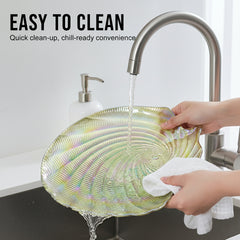 Lemon Tree 26cm Golden Pearl Finish Glass Platter | Glossy Flat Serving Plate for Dining & Gifting