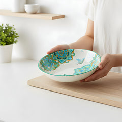 Lemon Tree Blue Ceramic Matte Finish Round Deep Dish Platter – Stylish Serveware for Pasta, Salad & More