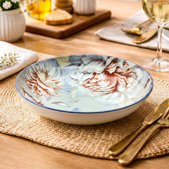 LEMON TREE Single Premium Ceramic 20cm Deep Round Serving Plate - Vibrant Floral Prints